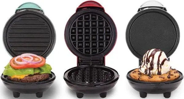 Dash Mini Makers 3 Pack - Griddle Grill Waffle Maker 4&#034; Cooking Surface NIB