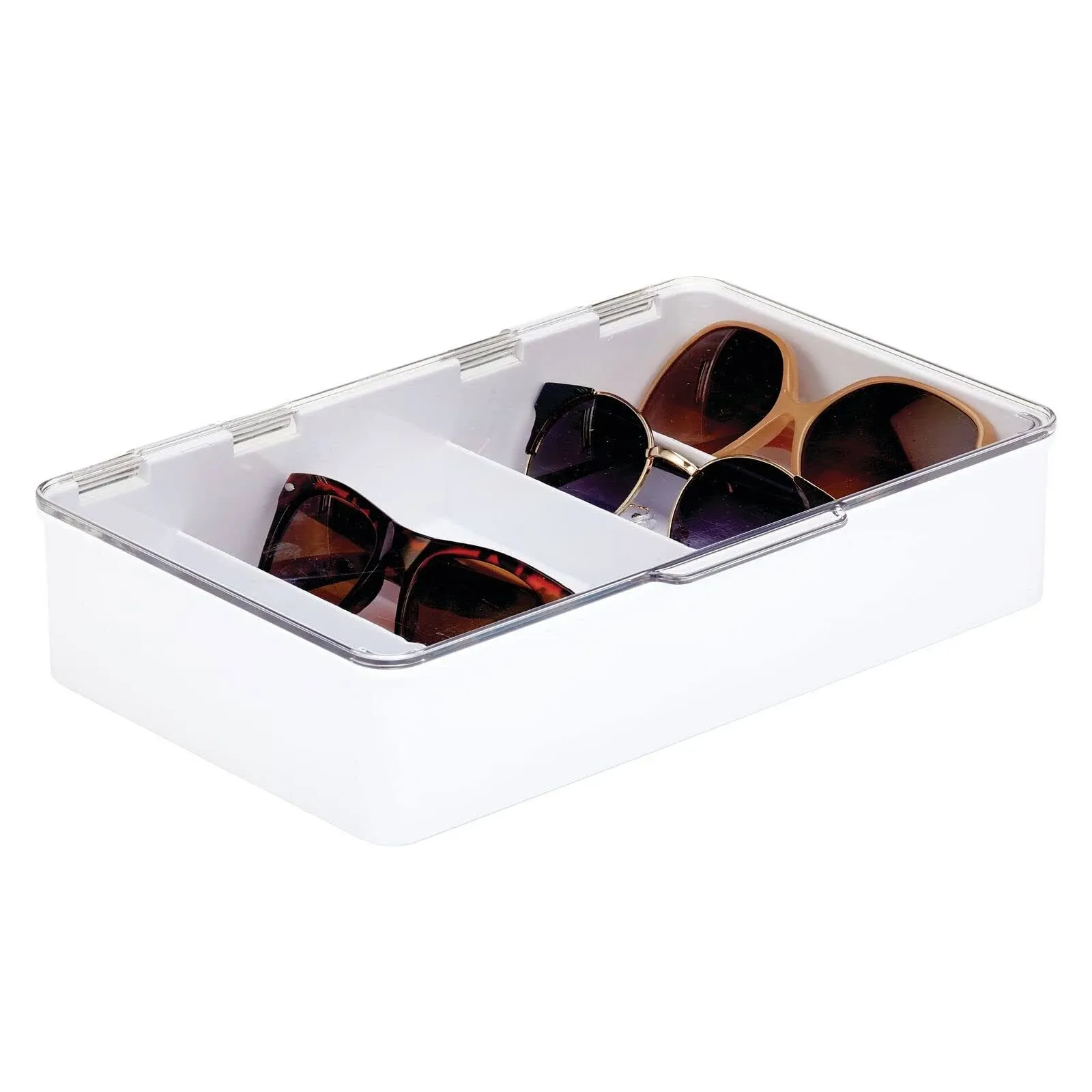 mDesign Plastic Stackable Eyeglass Storage Organizer, 5 Sections White