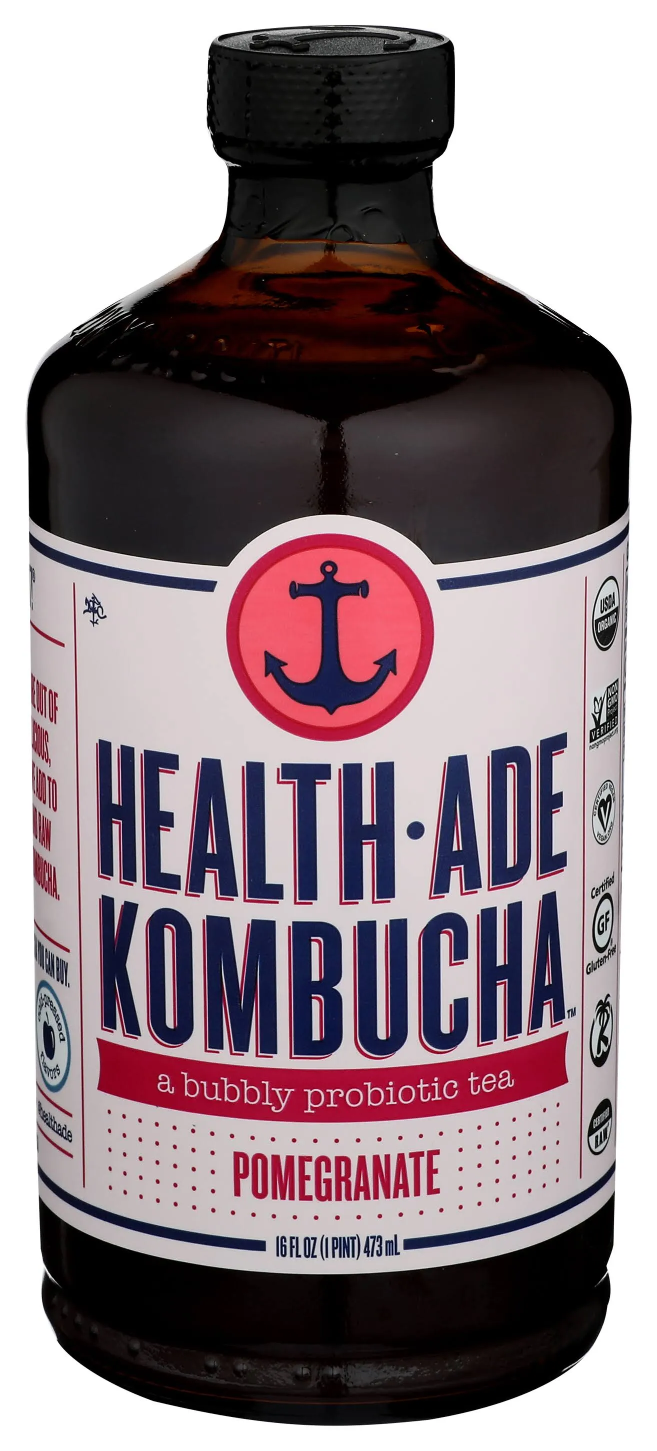 Health-Ade Kombucha Probiotic Tea, Pomegranate - 16 fl oz bottle