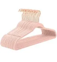 MIZGI Premium Velvet Hangers (Pack of 50) HeavyDuty - Non Slip - Velvet Suit Hangers Blush Pink - Copper/Rose Gold Hooks,Space Saving Clothes Hangers