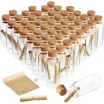 48 Pack 10ml Create A Message In A Bottle Kit, Bulk Small Glass Cork Bottles with Scrolls for Wedding Favors