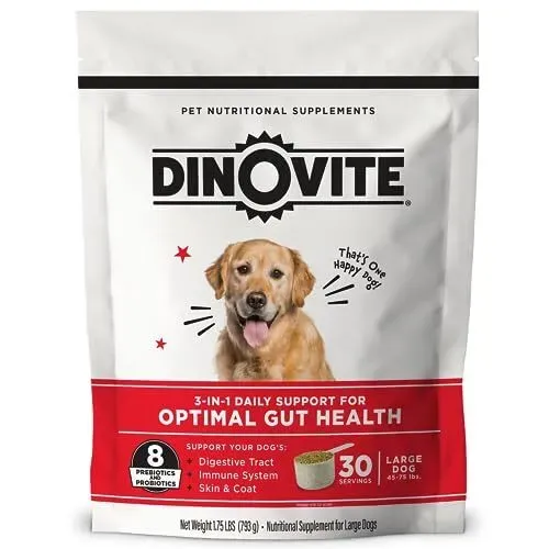 30 Day Supply, Large Dogs, Dinovite Probiotic Supplement for Dogs - (45+ lbs)...