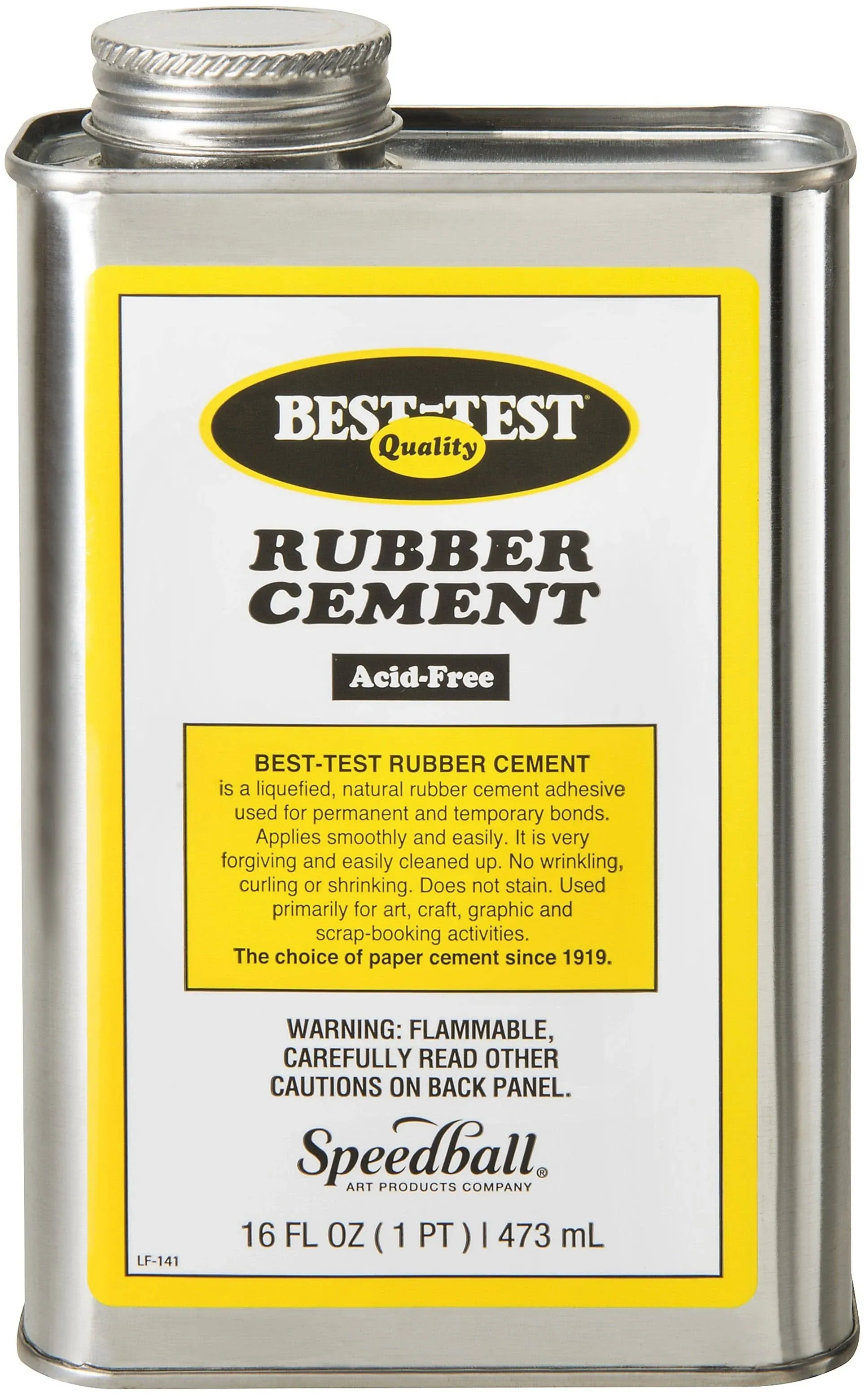 Best-Test Rubber Cement Adhesive with Brush, 16 oz Jar *Orm5 (141)