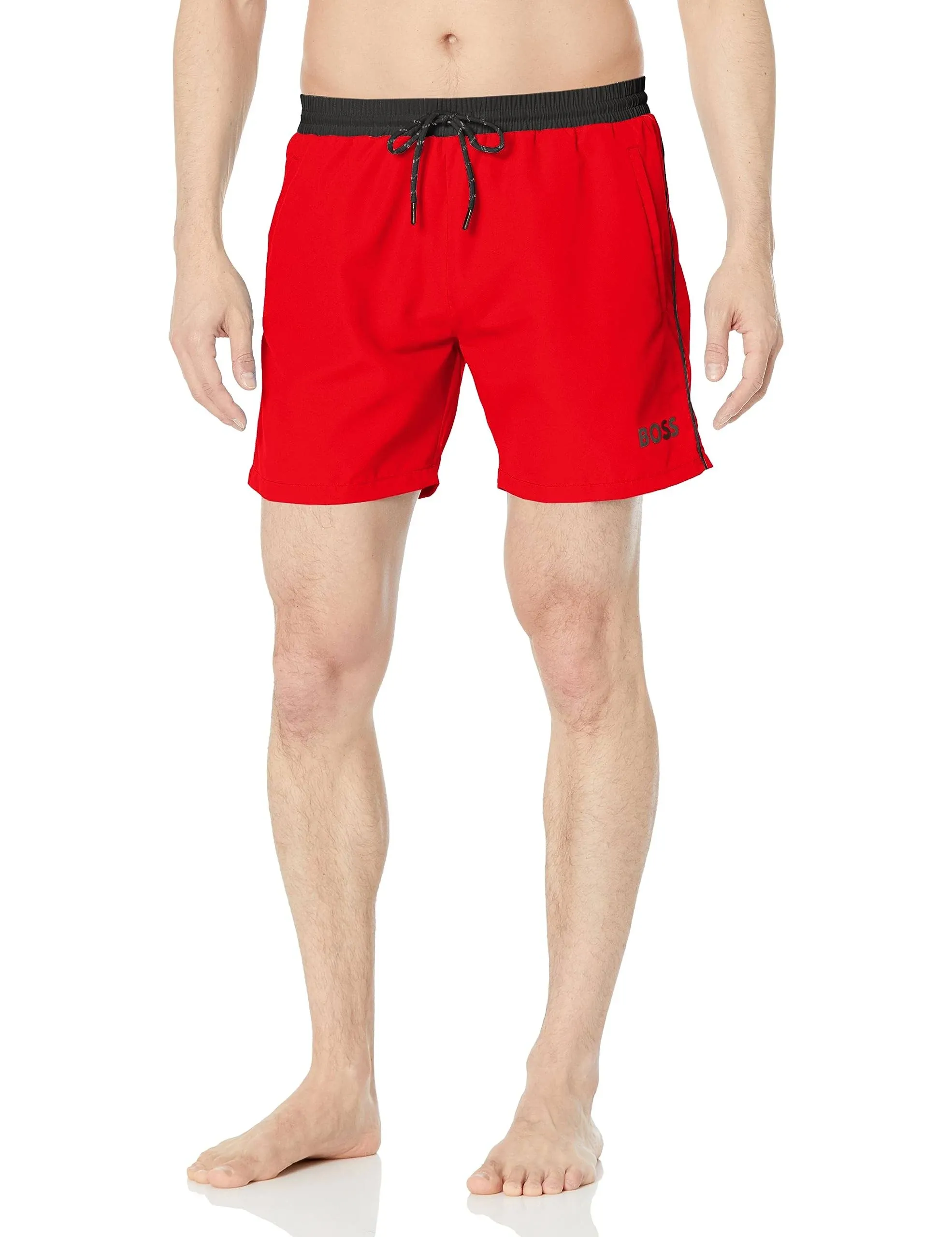 BOSS Men's White Contrast Swim Shorts