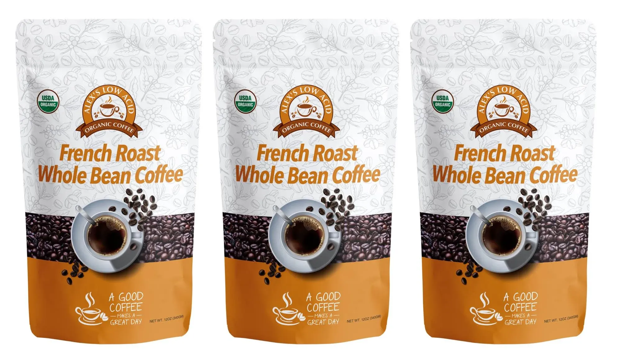 Alex's Low-Acid Organic Coffee™ - French Roast Whole Bean (12oz)