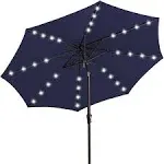 JEAREY Upgrade 9ft LED Lighted Patio Umbrella, Solar Outdoor Umbrella, Tilt Table Umbrellafor Pool (Navy)