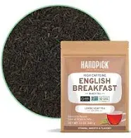 HANDPICK, English Breakfast Tea Loose Leaf (340g/12oz) Strong, Robust, High Caffeine Black Tea Loose Leaf | Non-GMO | Resealable, Ziplock Pouch | Brew Hot, Iced or Kombucha tea | Assam Black Tea