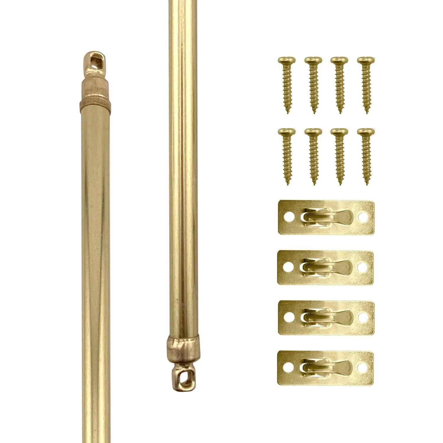 Swivel Sash Curtain Rods with Brass Finish, Set of 2 (Hardware Included) - Ad...