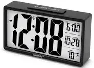 Sharp Alarm Clock with Easy to Read 2.8 Jumbo Screen with Indoor Temperature, Nightlight, Calendar, Battery Operated Digital Clock for Bedrooms or