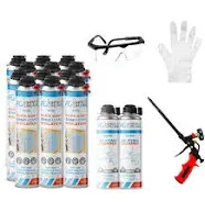 Adhesive Guru Spray Foam Insulation Kit (240 Board feet), Self-Expanding Adhesive Foam, Closed Cell Heat Insulation Foam & Acustic Spray with Foam Cleaner and Dispensing Gun-(12 x 25.36 fl oz/930 gr)