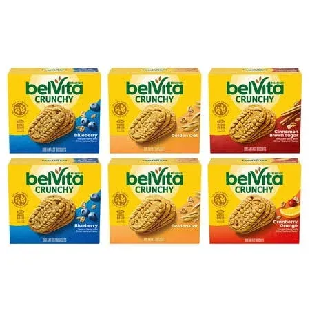 Belvita Breakfast Biscuits Variety Pack, 4 Flavors, 6 Boxes of 5 Packs (30 Total Packs)