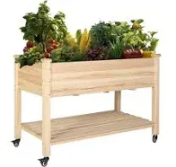 MUPATER Raised Garden Bed Planter Box with Four Wheels and Legs for Herbs and Vegetables