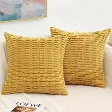 Decoruhome Pack of 2 Decorative Throw Pillow Covers Soft Corduroy Striped Couch Pillow Covers