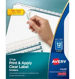 Avery Print and Apply Index Maker Clear Label Dividers 11429