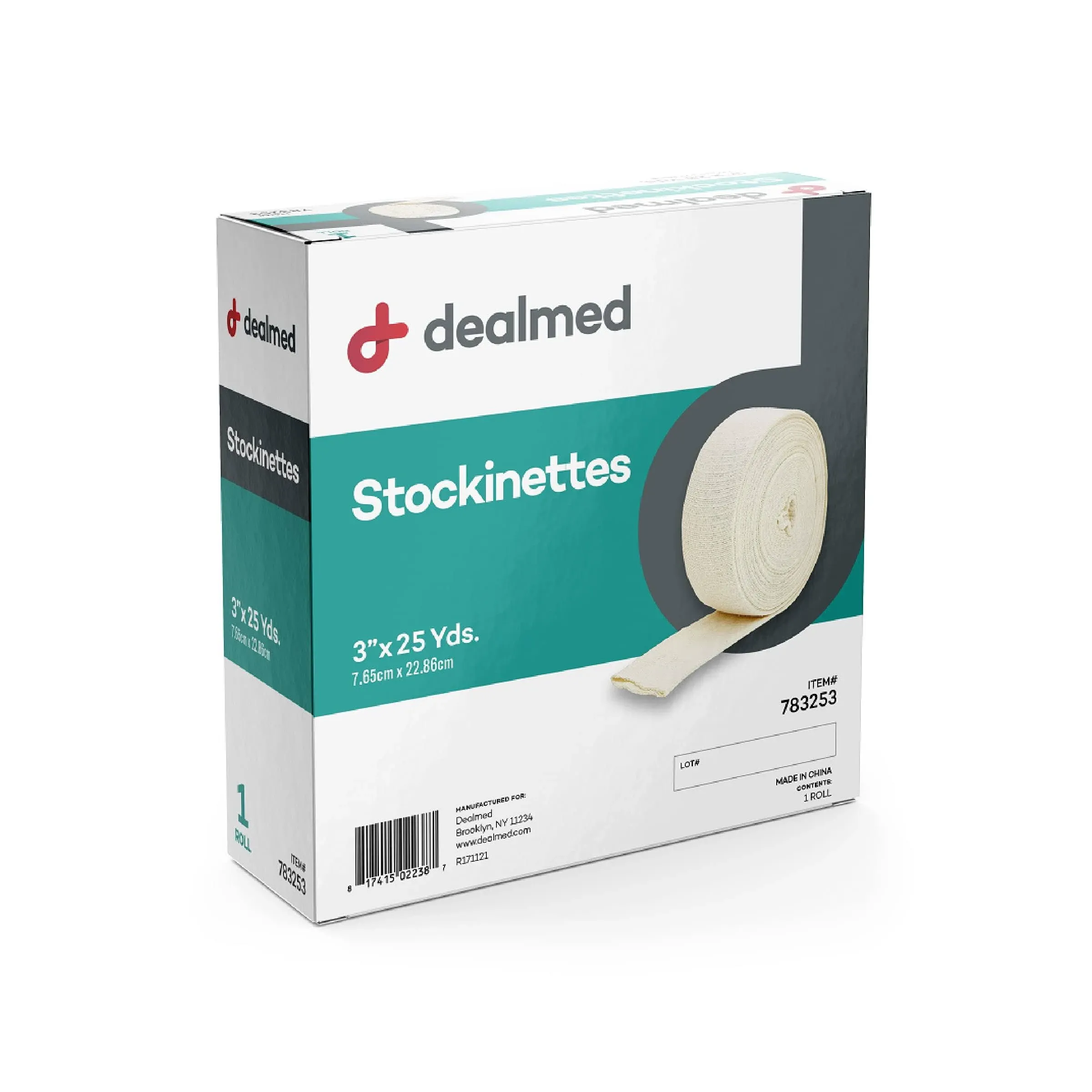 Dealmed Cotton Stockinette, 3” x 25 yds, Tubular Bandage Sleeve, Comfort Breathable Dressing for Skin Protection, Compression, Casts, Edema and Lymphedema Support (1 Roll)