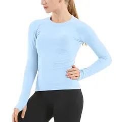 MathCat Seamless Workout Shirts for Women Long Sleeve Yoga Tops Sports Running Shirt Breathable Athletic Top Slim Fit