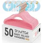 Smartor Premium Baby Hangers Velvet for Closet 50 Pack, 11.8" Durable Kids Felt Hangers Non Slip for Toddler, Baby Clothes Hangers for Childrens on Closet Storage (Rose Gold Hook)- White