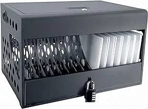 16-Device Charging Station for Chromebooks - Locking Charging Cabinet with Cable Management, Charger Storage, and Lock Included - Fits 14''