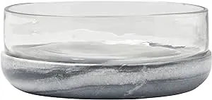 Creative Brands J2526 2.5 x 6 in. Marble & Glass Bowl Grey