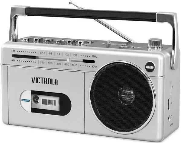 Victrola Mini Bluetooth Boombox with Cassette Player, Recorder and AM/FM Radio - Bed Bath & Beyond - 33996396