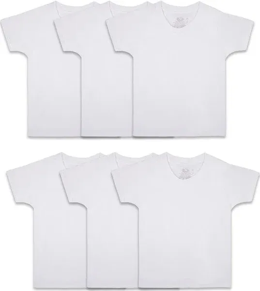 Fruit of the Loom Boys 5 Pack Cotton T-Shirt White M (10-12) Tag-Free Crewneck