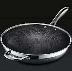 HexClad 12 Inch Hybrid Nonstick Wok, Dishwasher and Oven Friendly, Compatible with All Cooktops