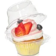 MUSENTIAL Individual Cupcake Containers Stackable Single Compartment Disposable Carrier Holder Box with Airtight Dome Lid