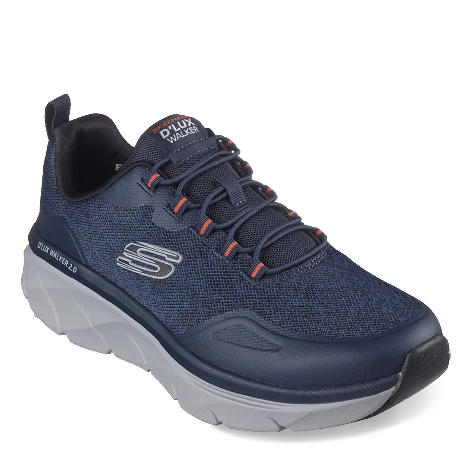 Skechers Relaxed Fit D'Lux Walker 2.0 Steadyway Men's Shoes, Size: 10 Wide, Navy Orange