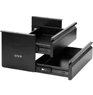 VIVO 16 inch Under Desk Mounted Sliding Pull-out Dual Level Drawer Set Black 