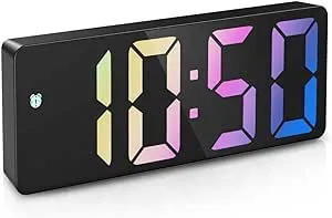 ORIA Digital Alarm Clock, (New Version) LED Alarm Clock, 6.5inch Large Display LED Clock with Snooze, 3 Adjustable Brightness, Dual Powered Alarm Clock for Bedroom, Home, Office, Colorful LED