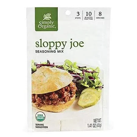 Simply Organic Sloppy Joe, Certified Organic, Gluten Free | 1.41 oz | Pack of 12