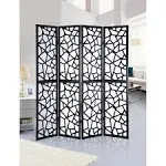 Roundhill Furniture Giyano 4 Panel Screen Room Divider Black