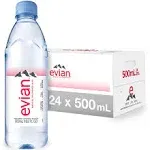 Evian Natural Spring Water , Naturally Filtered Spring Water in Individual Sized Plastic Bottles 16.9 fl oz (Pack of 24)