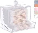 My Space Organizers Acrylic Qtip Holder for Qtip Brand Cotton Swab Holder, Qtip Dispenser, Modern Bathroom Decor Organizer for Countertop Vanity Storage (Clear)