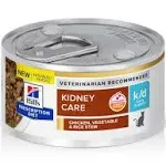 Hill's Prescription Diet k/d Kidney Care Early Support Canned Cat Food 2.9 oz, 24-Pack, Chicken, Vegetable & Rice Stew