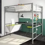 Dhp Miles Metal Full Loft Bed with Desk Silver