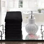 Cotton Fingertip Towels Set Black - 4 Pack - 11 x 18 Inches Decorative Small