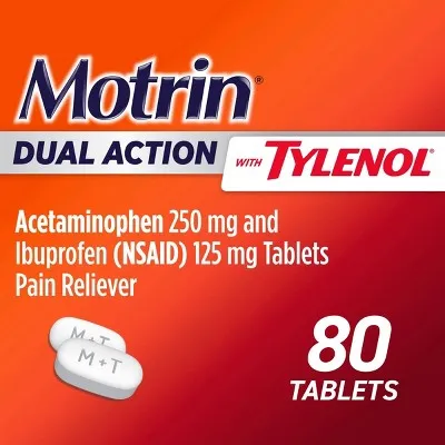 Motrin Dual Action with Tylenol - Ibuprofen & Acetaminophen, 80 ct