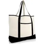 22" Extra Large Shopping Tote Grocery Bag with Outer Pocket in Black