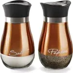 Circleware Cafe Contempo Elegant Copper and Glass Salt and Pepper Shakers