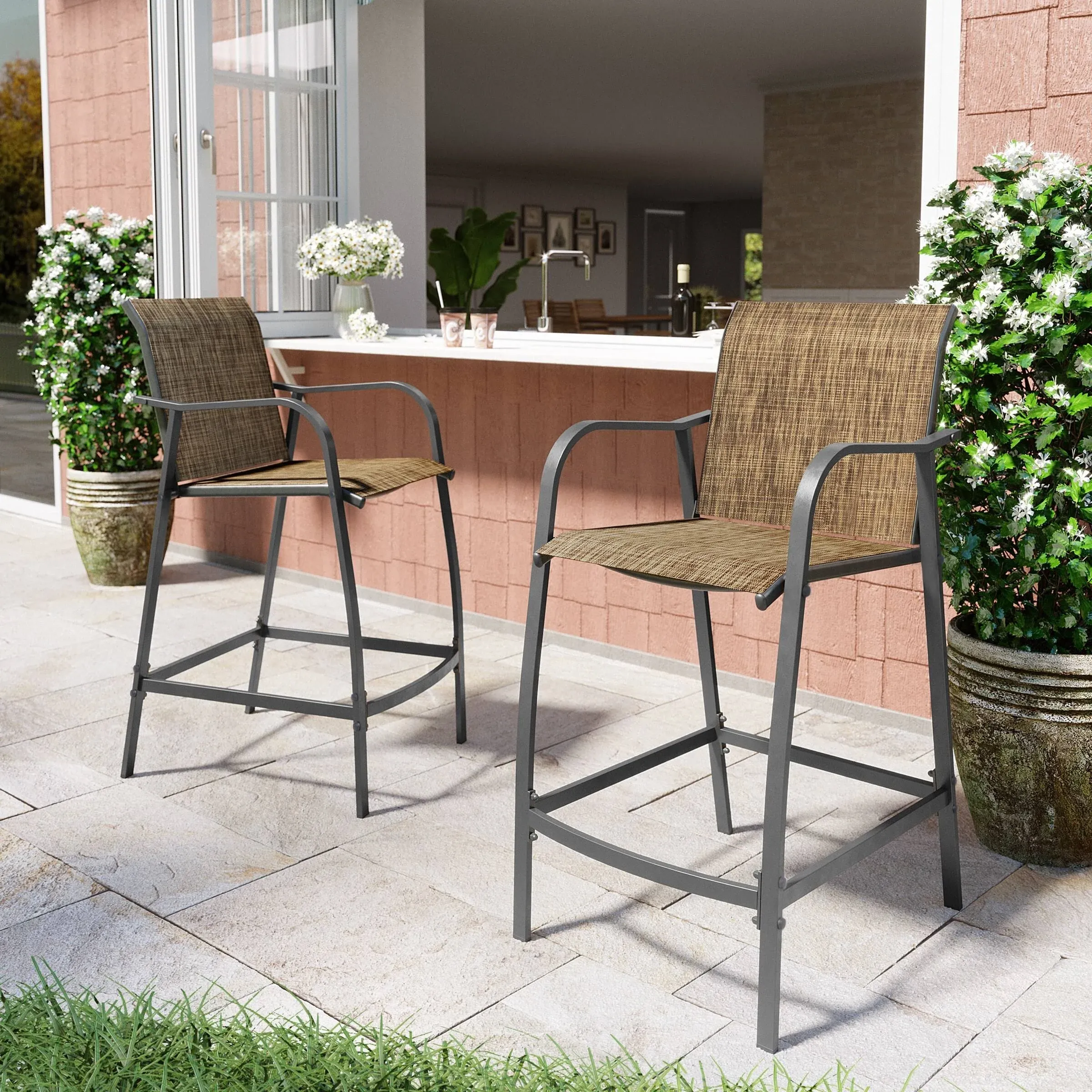 Vredhom Outdoor Patio Bar Stools Lightweight Bar Chairs