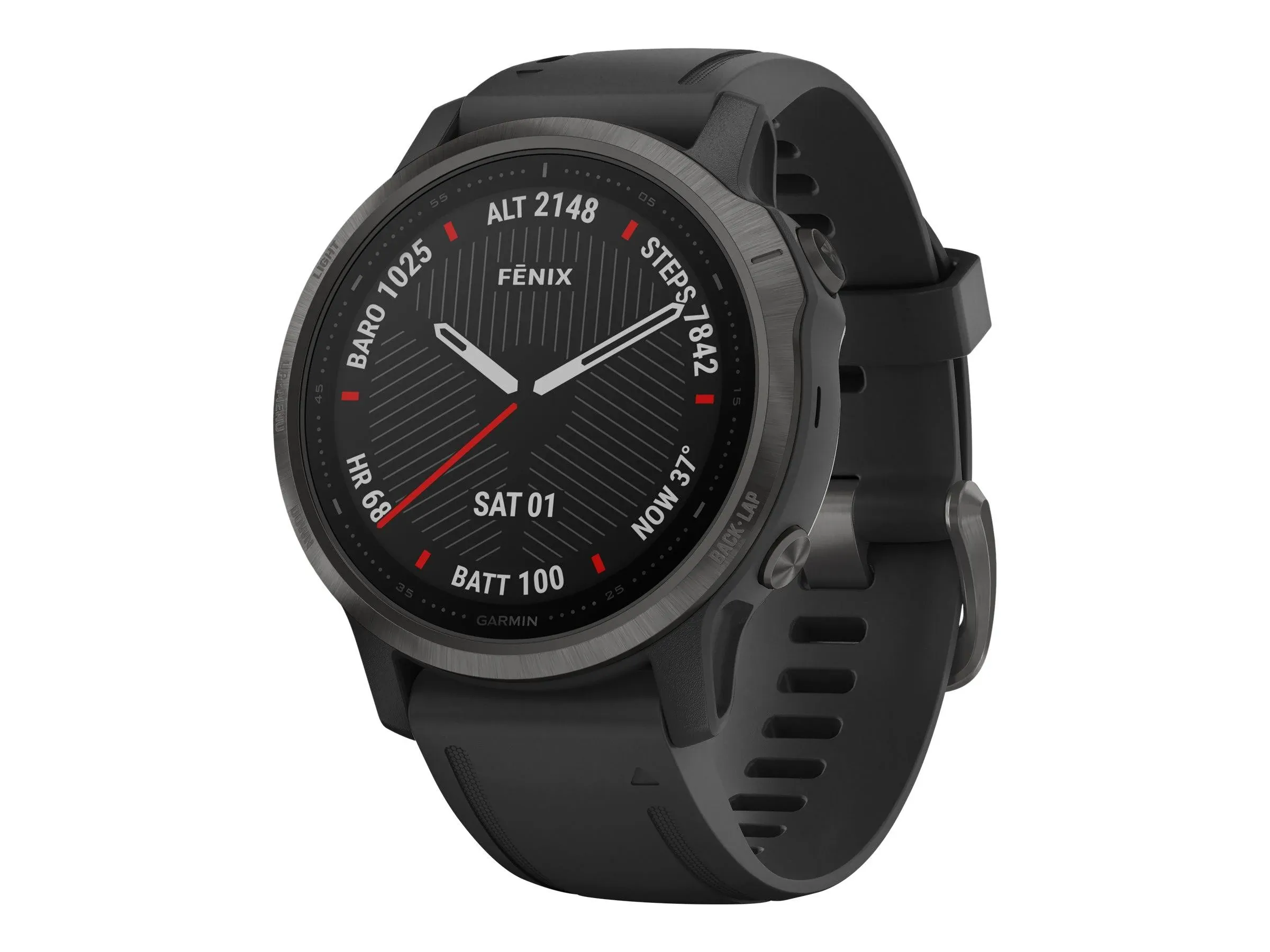 Garmin Fenix 6S Sapphire, reloj GPS multideportivo premium, tamaño más pequeño, mapeo de características, música, orientación de ritmo ajustado de grado y sensores de pulso de buey, negro (renovado)