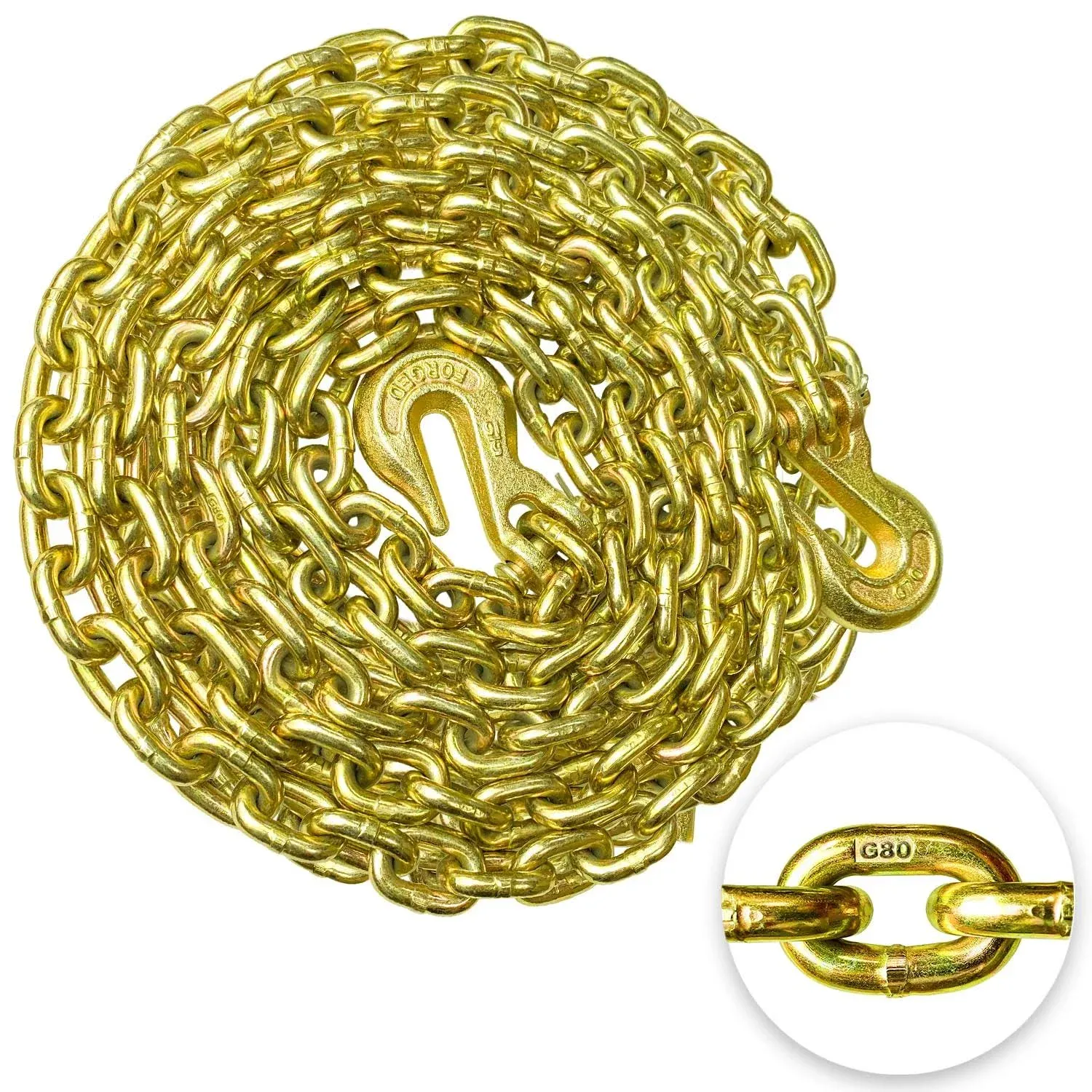 G80 Transport Binder Chain 5/16 Inch x 25 Foot Safety/Binder Chain with Clevi...