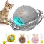 Motion Activate Interactive Cat Toys - Automatic Moving Ball Toys for Indoor Cats, Self Rotating Ball with Lights, Electric Cat Mice Toys, USB Rechargeable, Auto On/Off