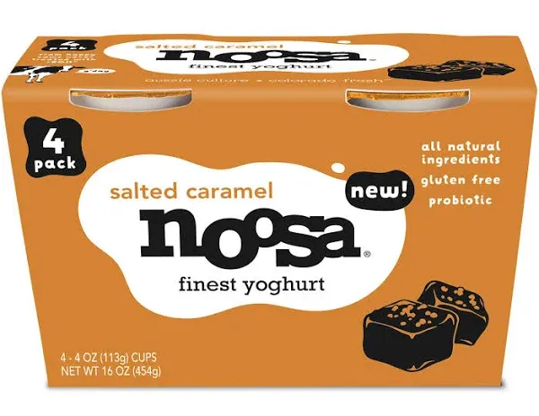 Noosa 4 Ounce Salted Caramel Yoghurt, 4 Count per Pack - 6 per Case.