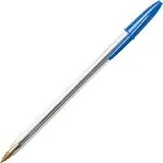 BIC Cristal Stic Ballpoint Pen, 1 mm, Blue, 12 Pack