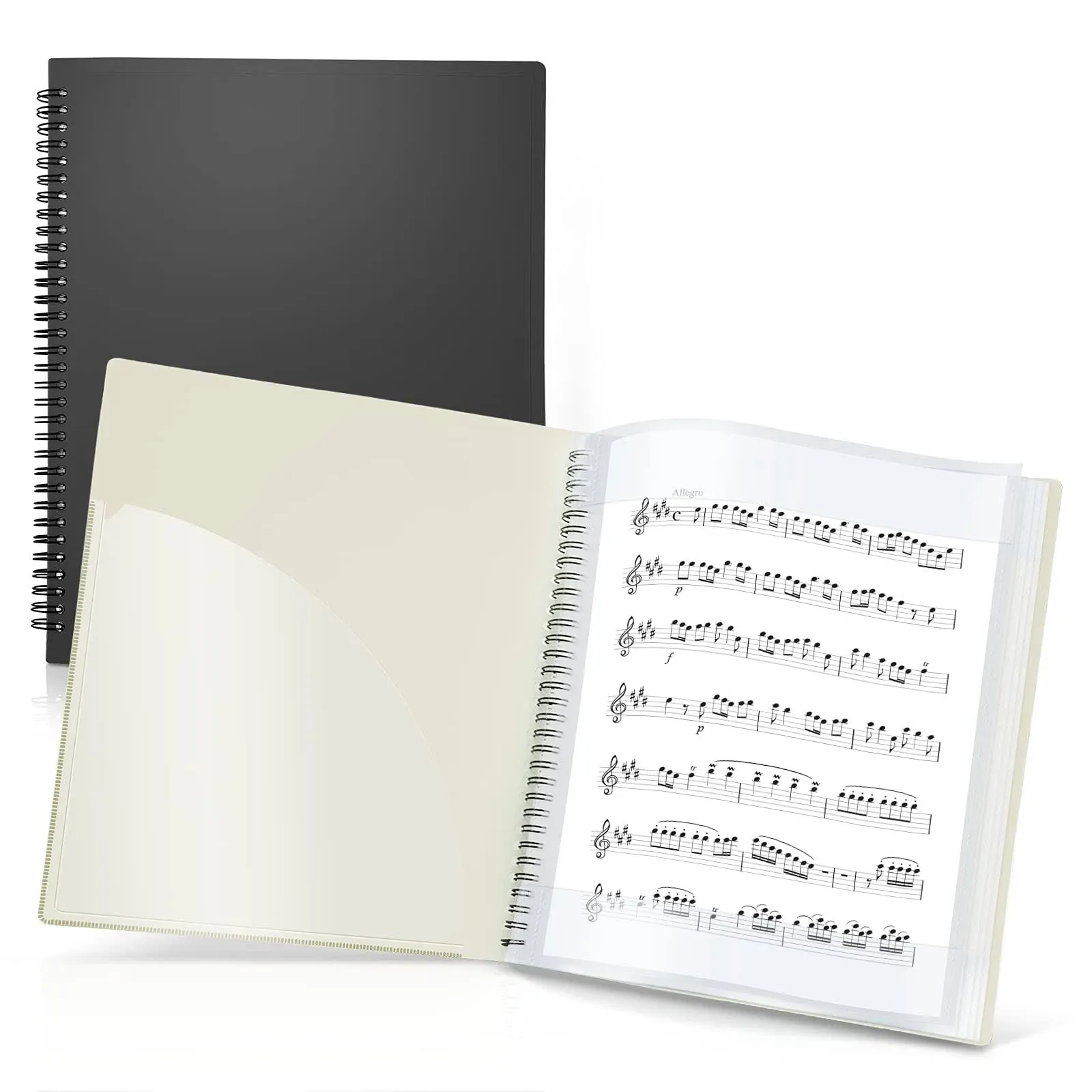 Sheet Music Folder 8.5x11 - Dual Use Music Holder Black Store Inside 24 Prote...