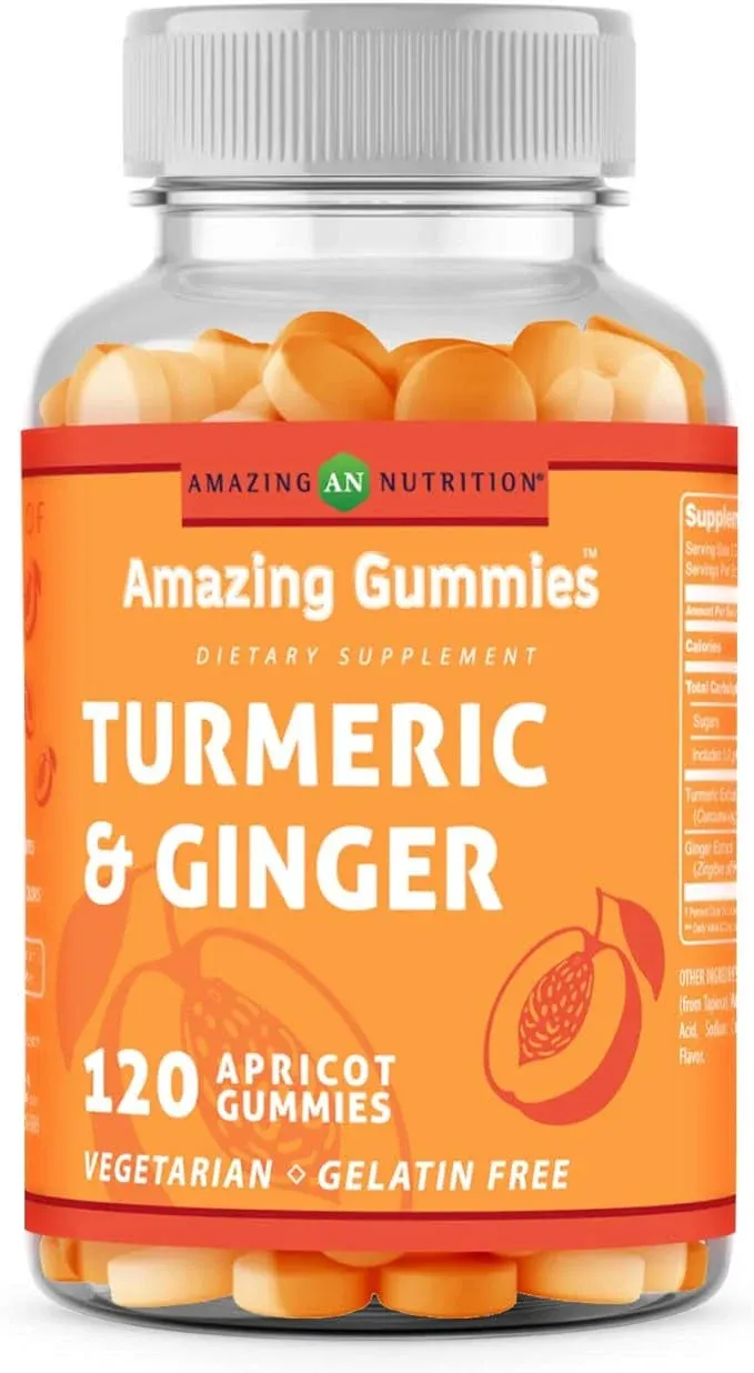 Amazing Gummies Turmeric & Ginger Extract | Apricot Flavor | 120 Gummies