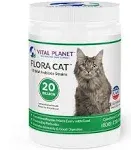 Vital Planet - Flora Cat Probiotic Powder Supplement with 20 Billion Cultures and 10 Diverse Strains High Potency Probiotics for All Cats for Feline Digestive and Immune Support 30 Scoops 3.92 oz