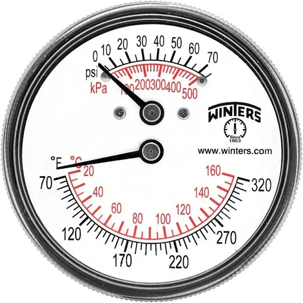 WINTERS Tridicator Temperature & Pressure Gauge TTD401